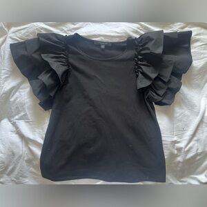 Marc New York Black Ruffled Sleeve Top
